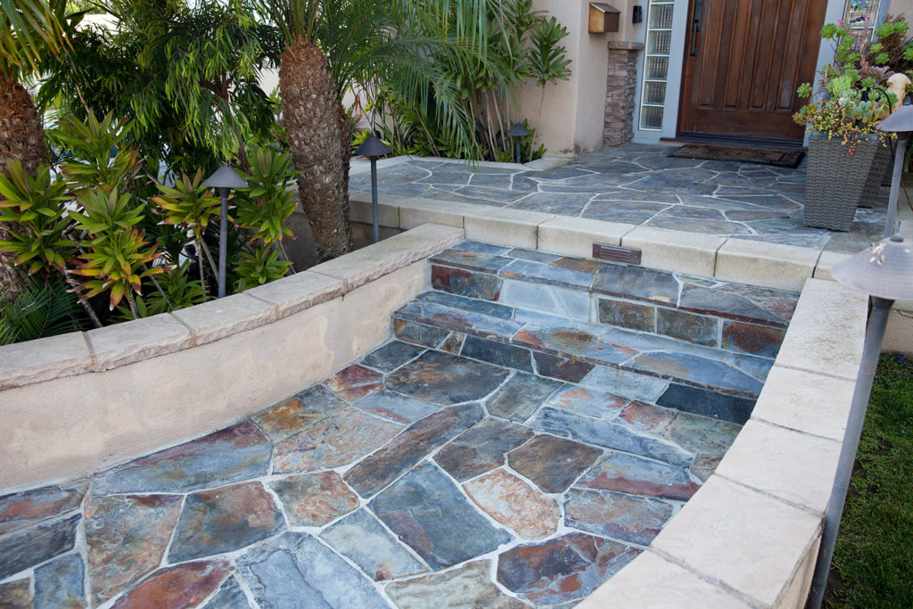 Natural slate stone entryway.
