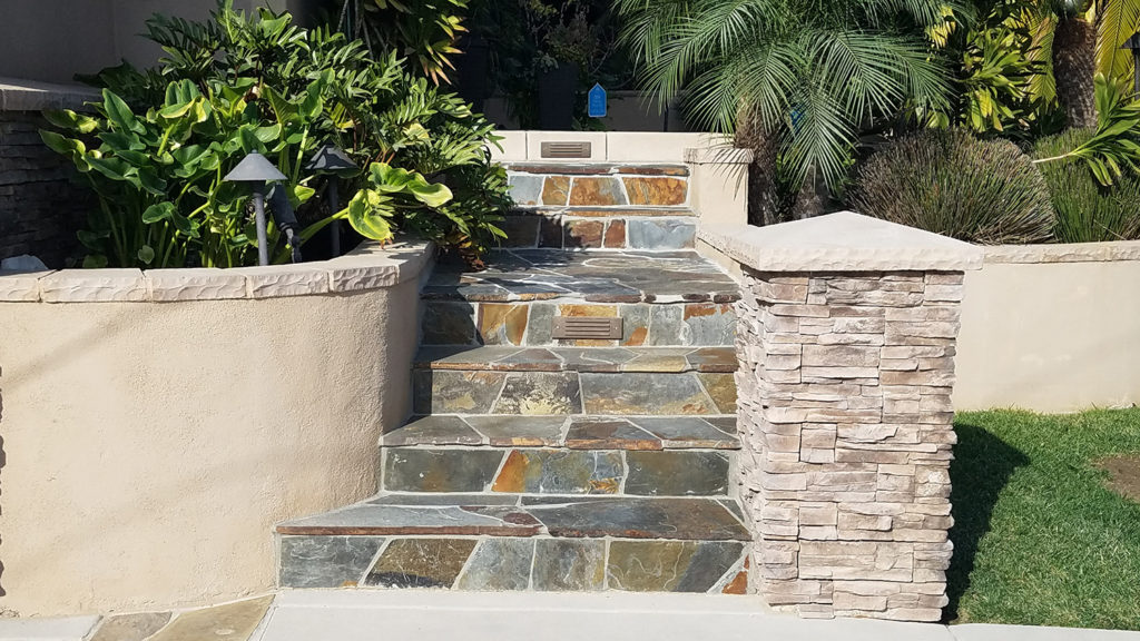 Natural slate stone entryway.